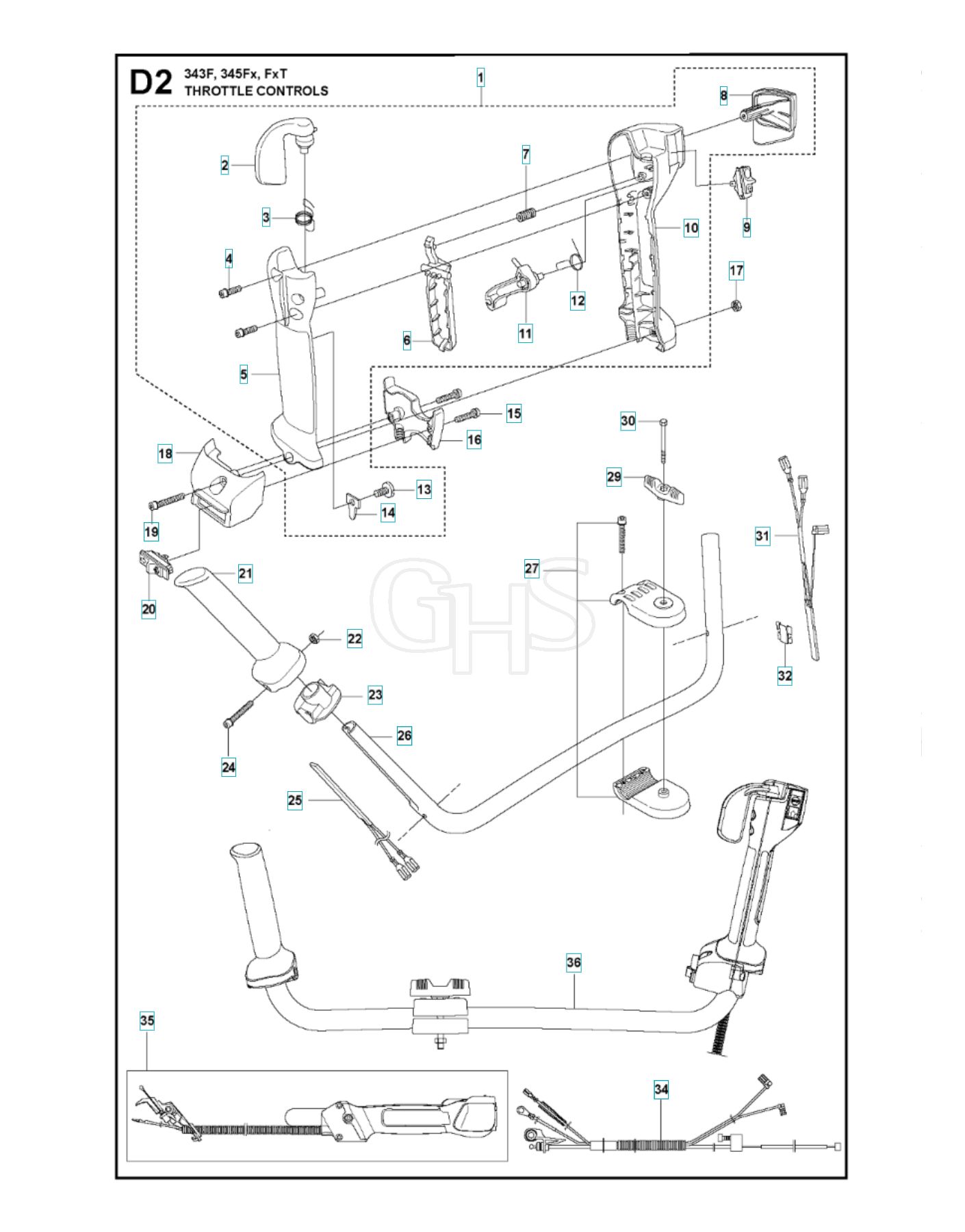 Husqvarna 345Fxt Throttle Controls GHS