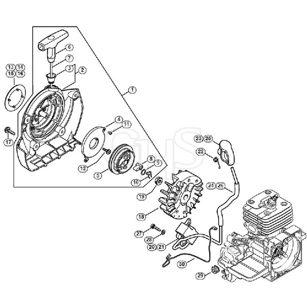 Genuine Stihl FS120 2 MIX E Rewind Starter Ignition System GHS