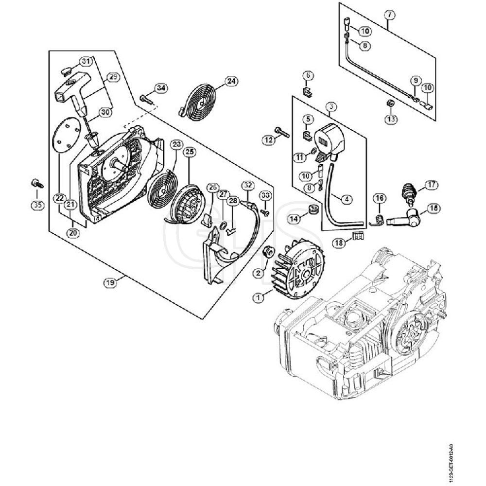 Genuine Stihl MS200 T F Ignition System Rewind Starter GHS