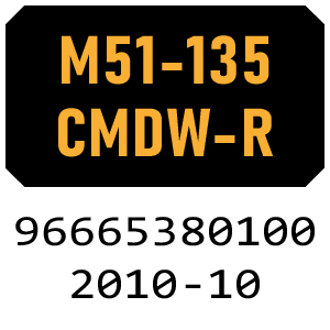 McCulloch M51-135 CMDW-R - 96665380100 - 2010-10 Rotary Mower Parts