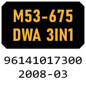 McCulloch M53-675 DWA 3IN1 - 96141017300 - 2008-03 Rotary Mower Parts