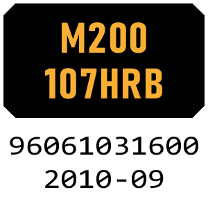 McCulloch M200107HRB - 96061031600 - 2010-09 Ride On Mower Parts