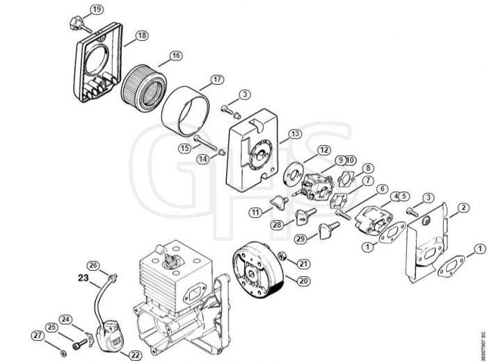 Genuine Stihl BR400 / C - Air filter, Ignition system