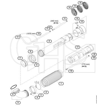 Genuine Stihl SR440 / K - Pleated hose, Blower tube