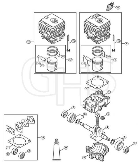 Genuine Stihl SH86 D / B - SH 86: Crankcase, Cylinder