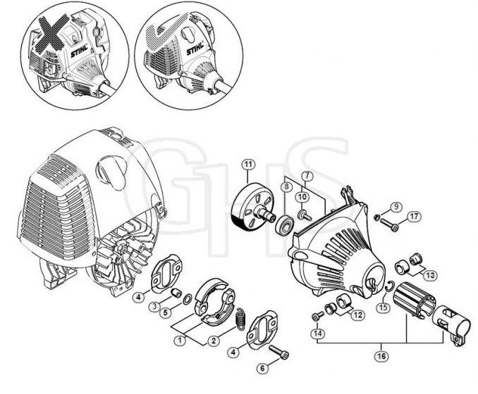 Genuine Stihl HT131 / N - Clutch, Fan housing  5 08 571 577