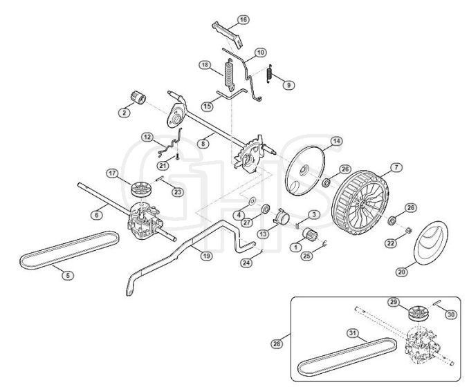 Genuine Stihl RMA448.0 TC / C - Chassis, height adjustment