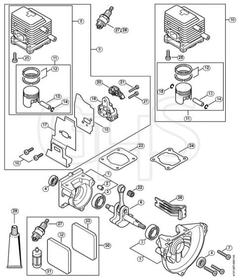 Genuine Stihl HT70 K / A - Crankcase, Cylinder