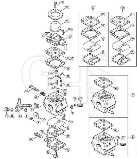 Genuine Stihl HT75 / O - Carburetor C1Q-S28, C1Q-S41  1 42 812 153 (21.1999)