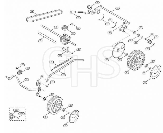 Genuine Stihl RM248.1 T / C - Chassis, Gear box