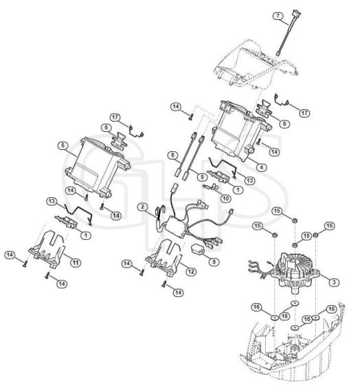 Genuine Stihl MVP600.0 / C - Battery bracket, electronics, motor