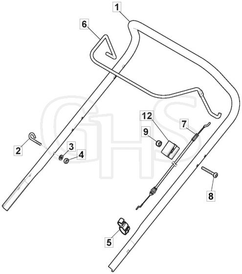 HP185 - 2022 - 2L0481043/MC - Mountfield Rotary Mower Upper Handle Diagram