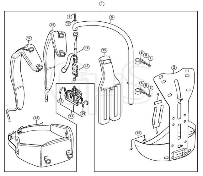 Genuine Stihl HT100 / S - Back mounted support system RTS