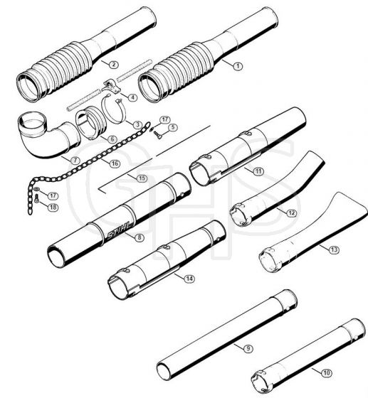 Genuine Stihl BR420 / H - Pleated hose, Blower tube