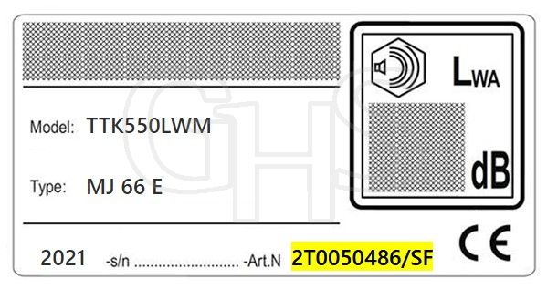 Identification Plate - TTK550LWM - 2T0050486/SF