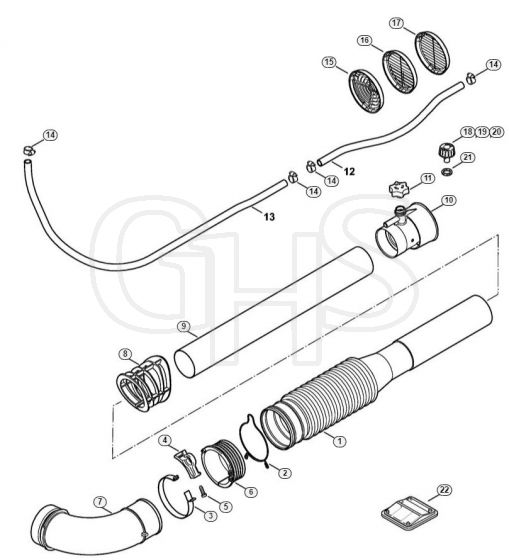 Genuine Stihl SR200 / K - Pleated hose, Blower tube