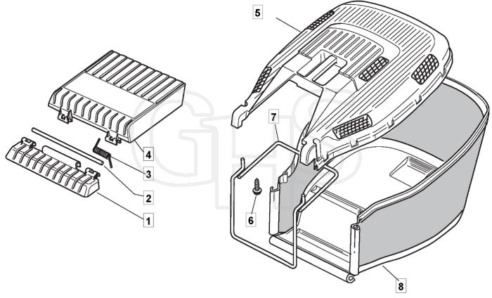 HP185 - 2015-2019 - 299164623/SF - Mountfield Rotary Mower Grass Bag Diagram