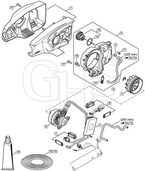 Genuine Stihl HTA65 / C - Motor housing, Electric motor, Oil tank