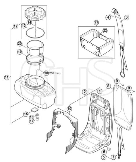 Genuine Stihl SR450 / K - Backplate, Container