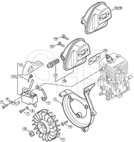 Genuine Stihl SR200 / B - Ignition system, Muffler