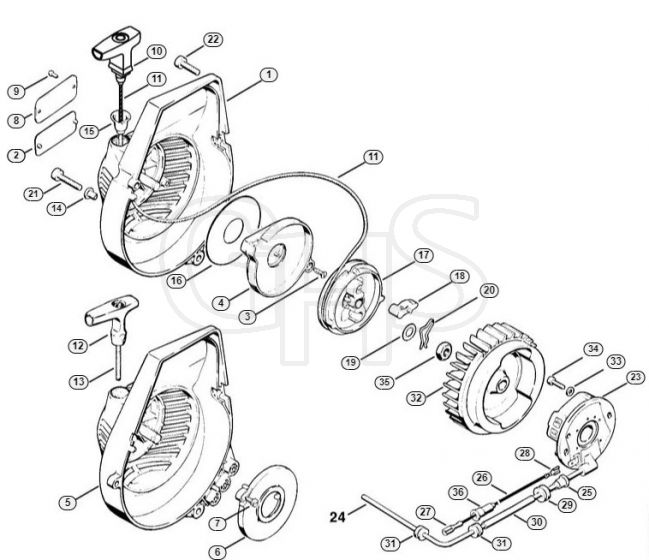 Genuine Stihl TS360 / D - Rewind starter (Pawl), Ignition system (Electronic)