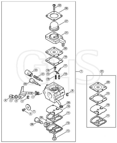 Genuine Stihl HT75 / E - Carburetor 4137/28