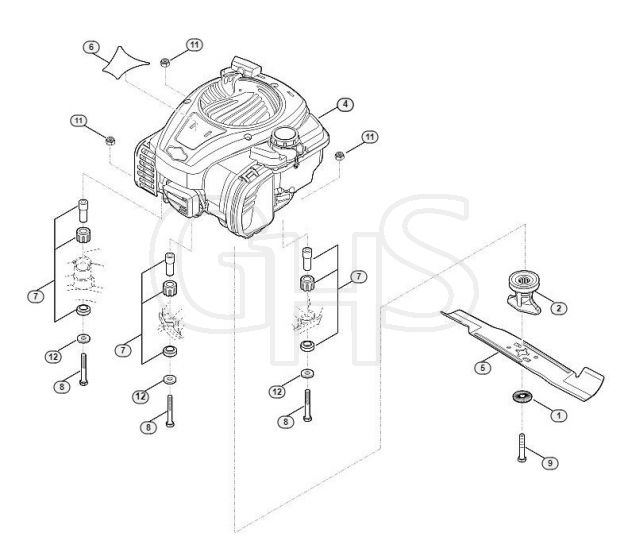 Genuine Stihl RM448.0 T / D - Engine, blade