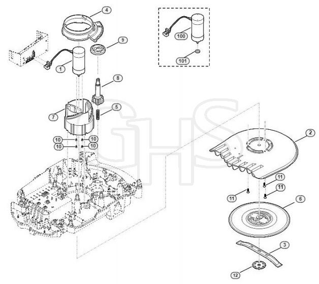 Genuine Stihl RMI632.0 PC / D - Mowing deck, height adjustment