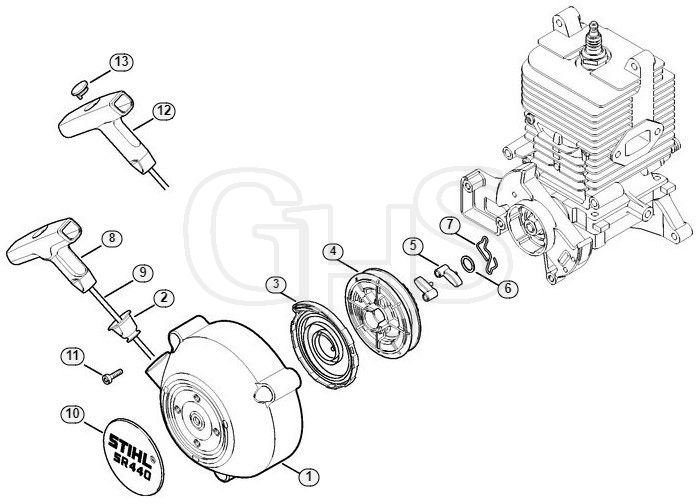 Genuine Stihl SR440 / C - Rewind starter