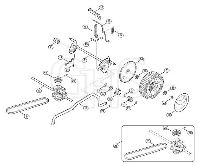 Genuine Stihl RMA443 TC / C - Chassis, height adjustment