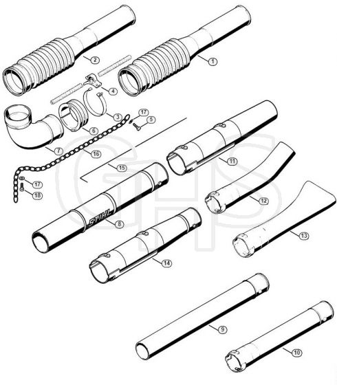 Genuine Stihl BR380 / H - Pleated hose, Blower tube