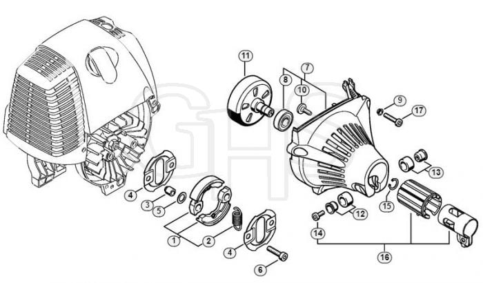 Genuine Stihl HT130 / F - Clutch, Fan housing