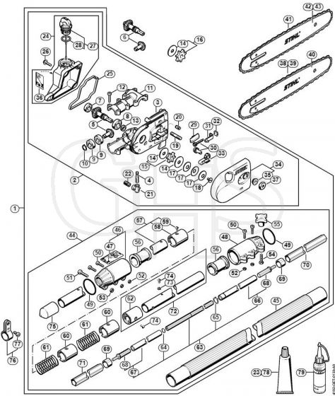 Genuine Stihl HT101 / H - Drive tube assembly, Gear head