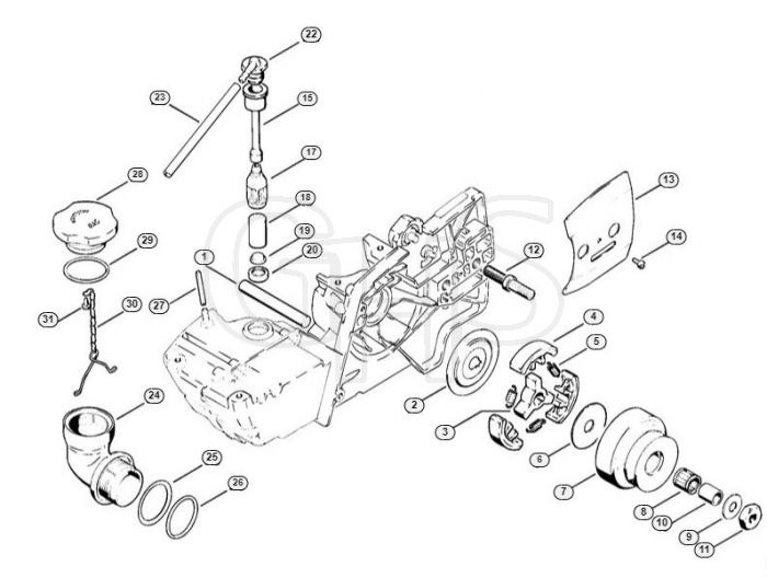 Genuine Stihl TS08 S / B - Clutch, V-belt pulley