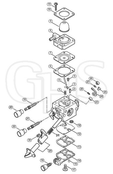 Genuine Stihl SR200 / E - Carburetor C1M-S244