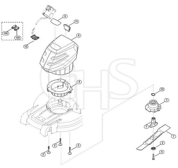 Genuine Stihl RMA443 TC / D - Engine, blade