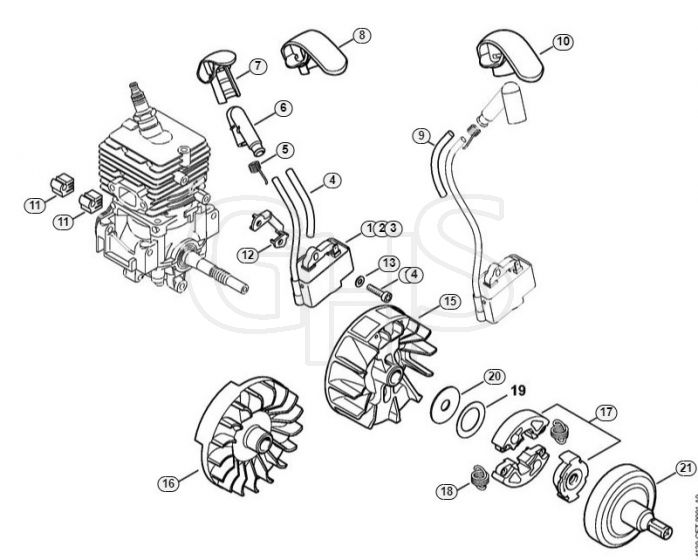 Genuine Stihl HT56 C-E / D - Ignition system, Clutch