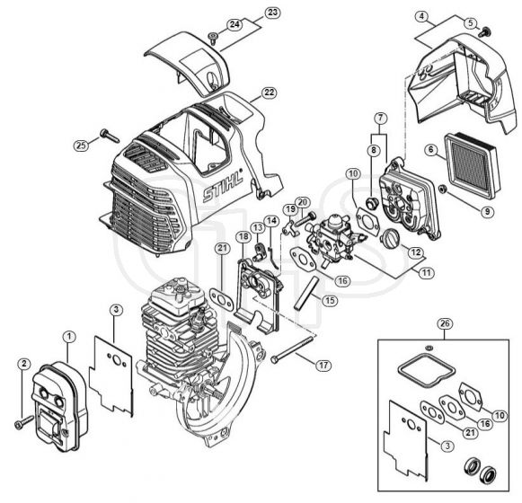 Genuine Stihl HT103 / C - Muffler, Air filter