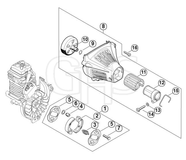 Genuine Stihl HT133 / F - Clutch, Fan housing