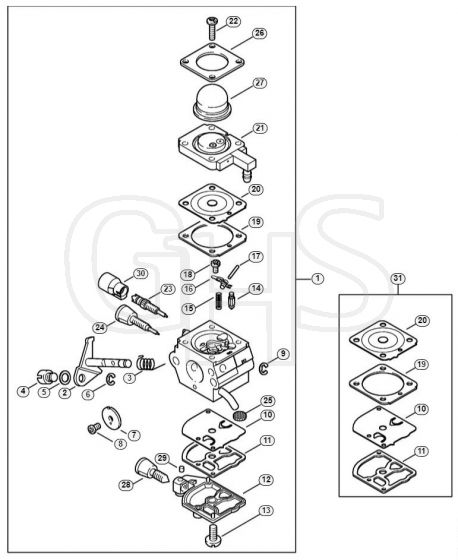 Genuine Stihl HT70 / E - Carburetor 4137/28