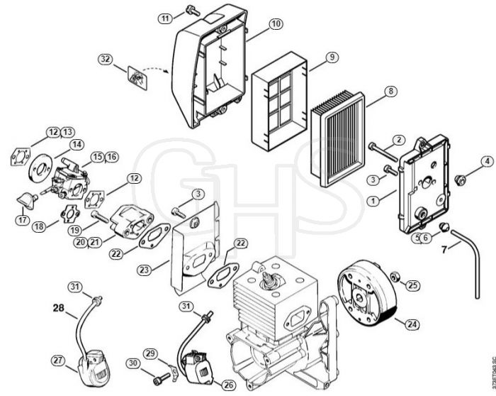 Genuine Stihl BR380 / C - Air filter, Ignition system | GHS