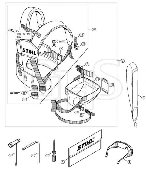 Genuine Stihl HT100 / R - Tools, Full harness