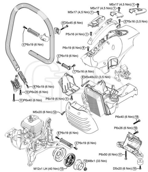 Genuine Stihl TS410 / T - Tightening torques