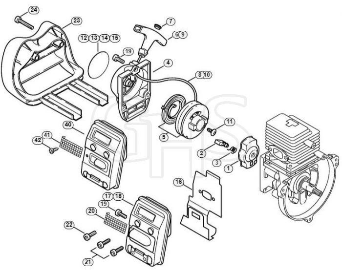 Genuine Stihl HT75 / B - Rewind starter, Muffler