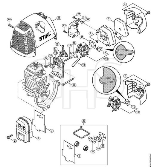 Genuine Stihl HT100 / D - Muffler, Air filter