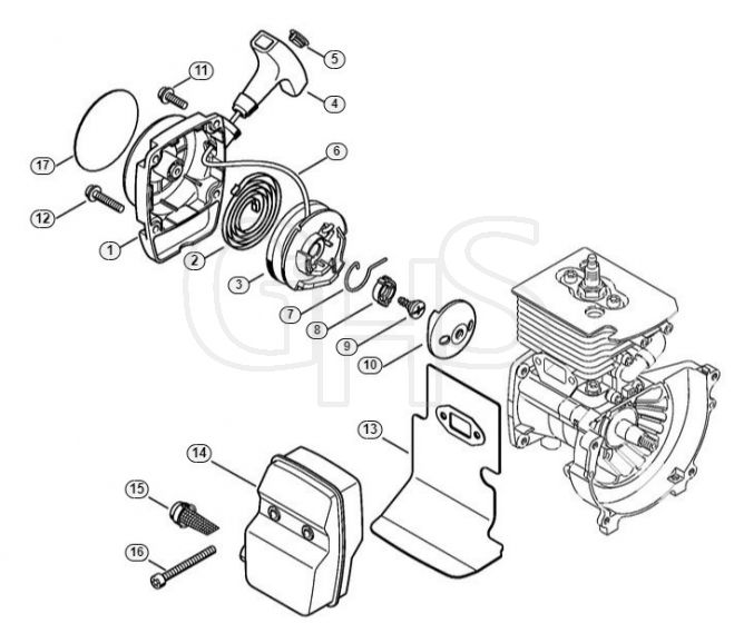 Genuine Stihl HT73 / C - Rewind starter, Muffler