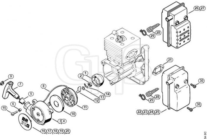 Genuine Stihl BR380 / B - Rewind starter, Muffler