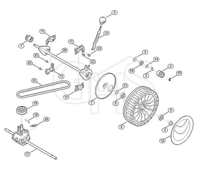 Genuine Stihl RM2.0 RT / D - Front axle, gear box