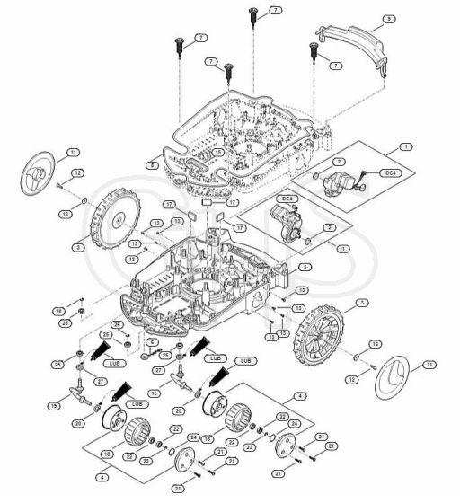 Genuine Stihl RMI632.1 / C - Lower housing, chassis