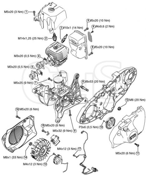 Genuine Stihl TS440 / S - Tightening torques